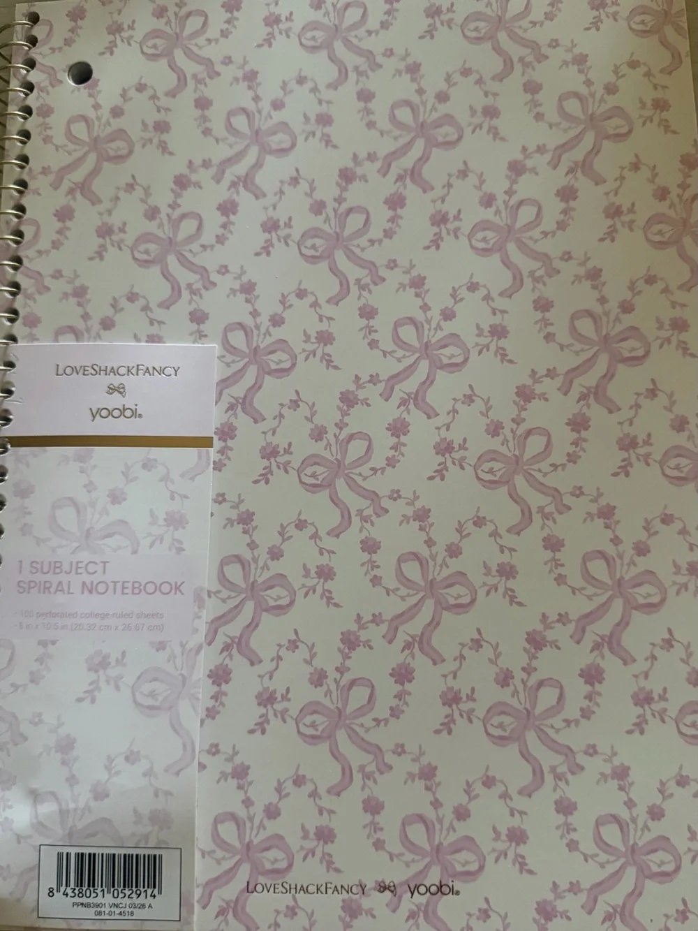LoveShackFancy/ Target Pink Bow Print Pencil Case CosmeticPouch & notebook